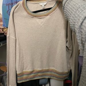 Tan Rainbow Collared Sweater